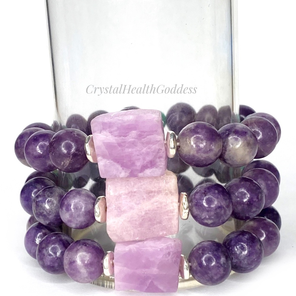 Lepidolite Pink Kunzite Amazoite Bracelet